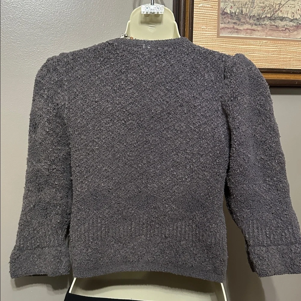 NWT Free People Charcoal Gray Textured V-Neck Button Cardigan small - Picture 3 of 9